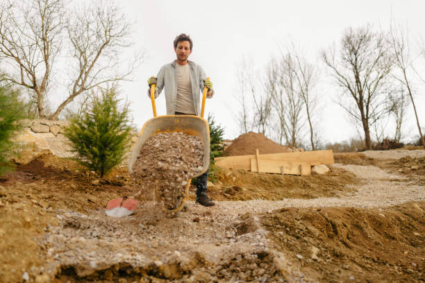 istock Young man building a footpath in his backyard 1398146025