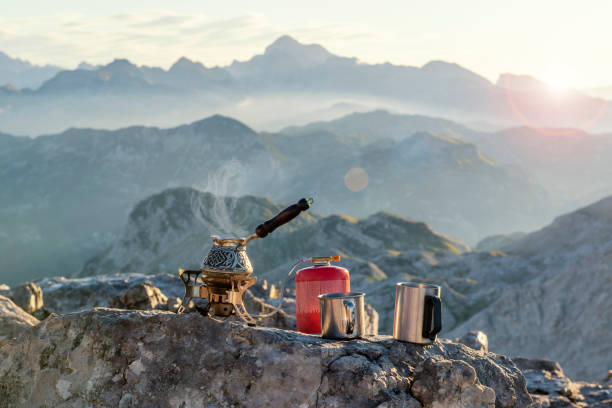 istock Morning coffee high in the mountains. 1398146139