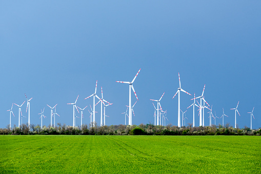 Wind turbines in the wind farm Nordburgenland, Burgenland, Austria, Europe