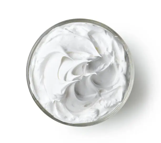 Photo of bowl of whipped egg whites cream