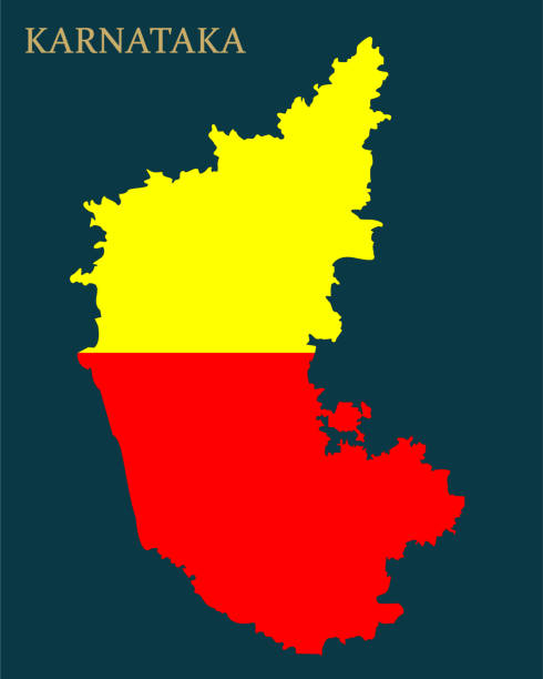 Karnataka state map with Karnataka official flag . Karnataka state map with Karnataka official flag . Karnataka is a state in the south western region of India. karnataka stock illustrations
