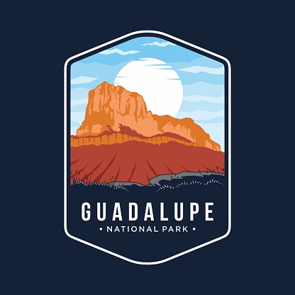 Guadalupe Mountains National park emblem patch icon illustration on dark background