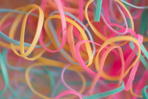 small and multicolored rubber bands accessories background for design purpose