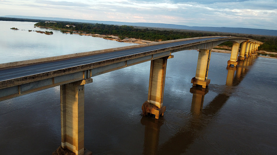 ibotirama, bahia, brazil - may 18, 2022: bridge over the Sao Francisco riverbed in the city of Ibotirama, in western Bahia.