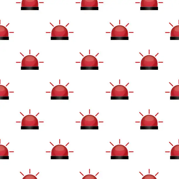 Vector illustration of Flashing Red Lights Seamless Pattern