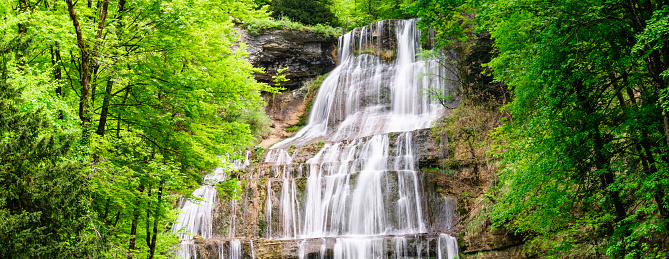 Beautiful view of Cascade du Herisson, France, Europe.