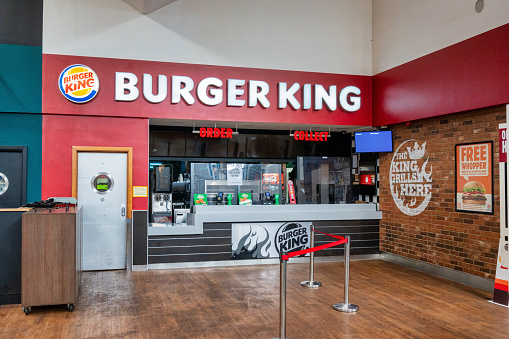 Belfast International Airport, North Ireland- May 3, 2022; Burger King fast food restaurant at Belfast International Airport