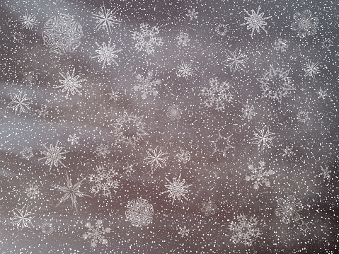 Winter snowy dark day with lots of snowflakes background - 3D render