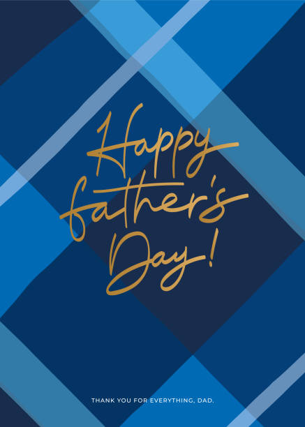 happy father's day card mit kariertem hintergrund. - fathers day stock-grafiken, -clipart, -cartoons und -symbole