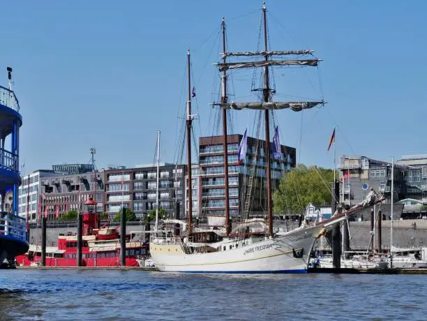 Sailing ship in the Port of Hamburg