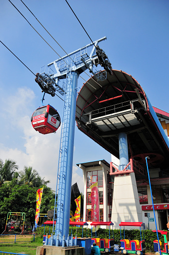 Jakarta, Java, Indonesia: station of the Ancol gondola cable car that travels along Jakarta Bay - Ancol Bay City.