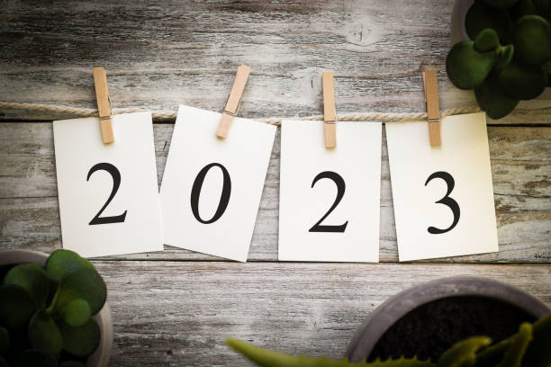 istock The Year 2023 Concept Printed on Cards 1398184509