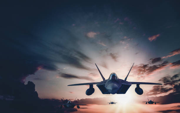 istock Jet fighters flying over the clouds. 1398188477