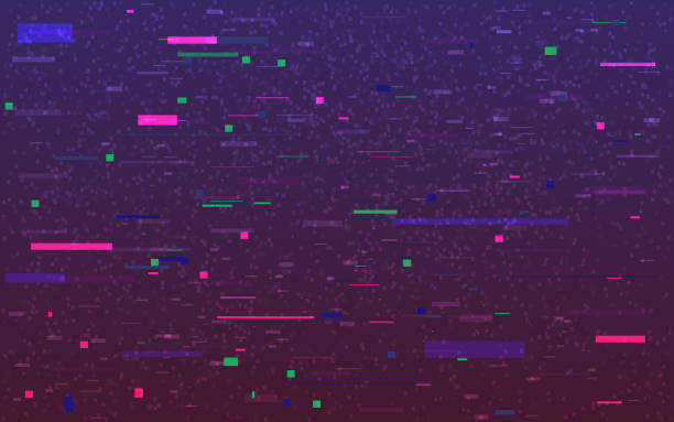 ilustrações, clipart, desenhos animados e ícones de pixels de cor de falha. textura digital cyberpunk. efeito de vídeo de desintegração. distorções e formas de cores abstratas. sinal quebrado estático. ilustração vetorial - pause button
