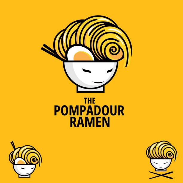 the Pompadour Ramen mascot illustration the Pompadour Ramen mascot illustration. suitable for food business brand, graphic tshirt, design element or any other purpose rockabilly boys stock illustrations