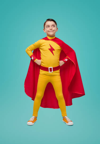 istock Brave boy in superhero costume 1398204344