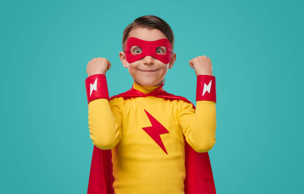 istock Excited superhero kid with funny face 1398204363