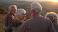 istock Rear view of embraced seniors walking down the hill at sunset 1398206197