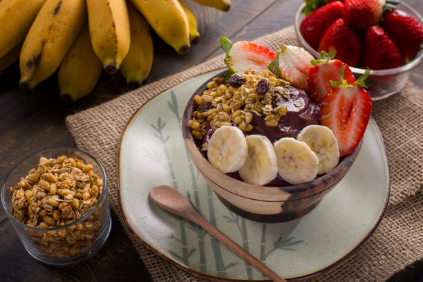 istock Acai bowl with strawberry and banana. 1398208886