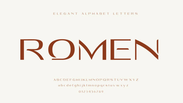 ilustraciones, imágenes clip art, dibujos animados e iconos de stock de elegante letra del alfabeto font romen - lowercase