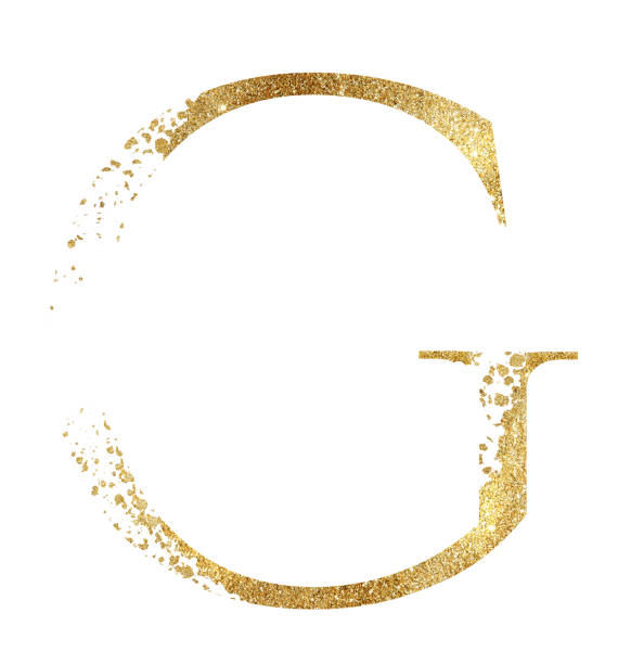 Golden glitter capital letter G with dispersion effect isolated illustration Golden glitter capital letter G with dispersion effect isolated illustration. Sparkling alphabet element for wedding cards, holiday stationery, crafting gold g stock illustrations