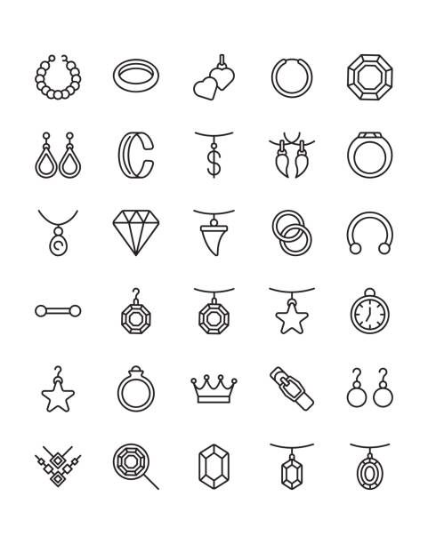 Jewelry Icon Set 30 isolated on white background Jewelry Icon Set 30 isolated on white background locket stock illustrations