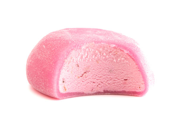 Pink Mochi Ice Cream Isolated on a White Background