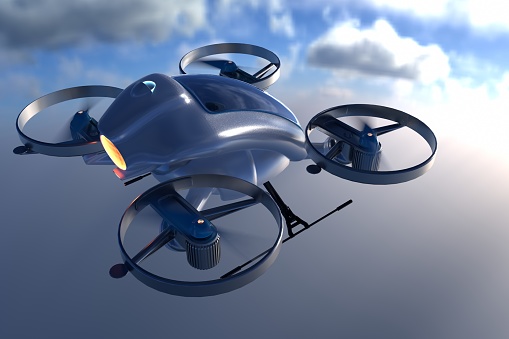 3d rendered quadcopter isolated on a white background.
