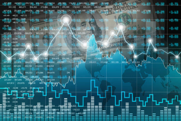 istock Stock market chart, Business arrow graph abstract background, 1398218981
