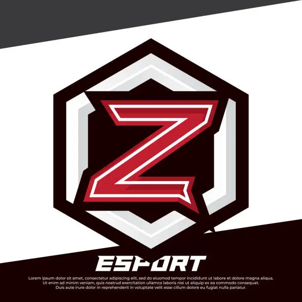 Vector illustration of Letter initial Z gamer  design, esport  design illustration with shield badge for luxury