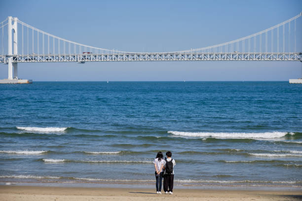 Gwangalli beach and Diamond bridge in Busan South Korea on May 4, 2022