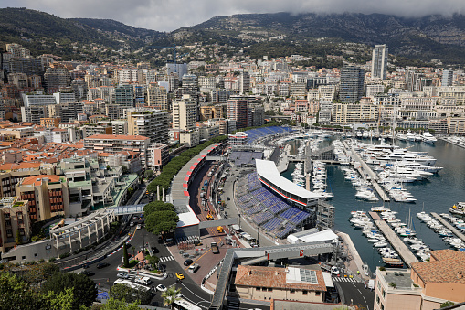 Yachts galore, splended Condominiums, georgous mountain and Marina views all surround the stands that are assembled annually for viewing the Grand Prix at Monaco