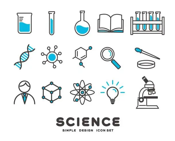 Vector illustration of Simple and easy-to-use science and chemistry icon vector illustration material / science / science