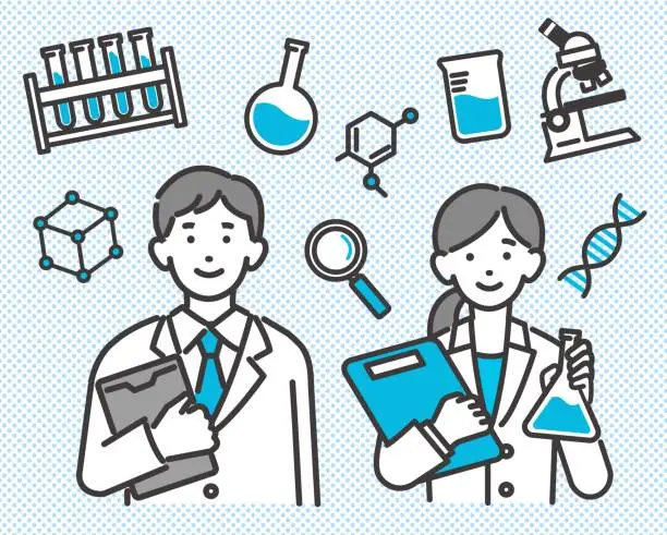 Vector illustration of Simple and easy-to-use science and chemistry icon vector illustration material / science / science