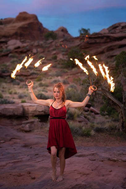 istock Fire dance performance in Moab park - USA 1398240658