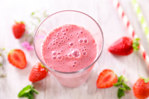 fresh strawberry smoothie or juice