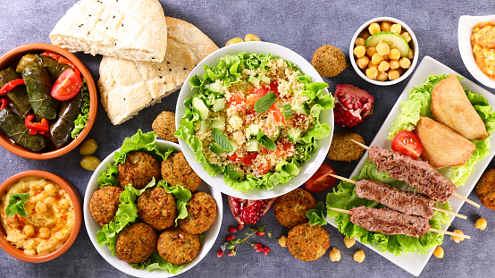 assorted of Lebanese food and dish