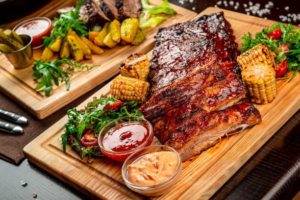 istock Spicy hot grilled spare ribs from a summer BBQ 1398243421