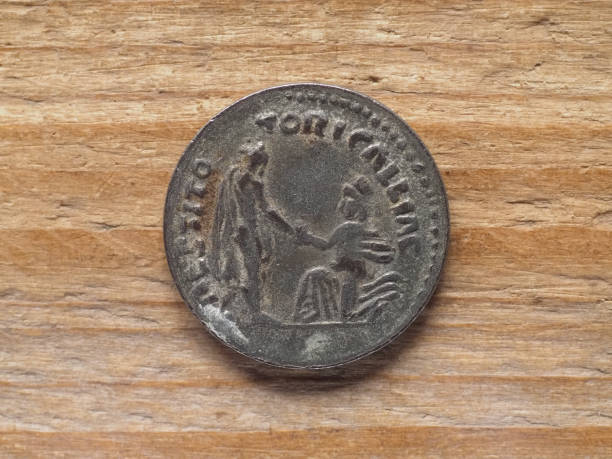 istock Ancient Roman denarius coin reverse showing emperor Hadrian rest 1398244244