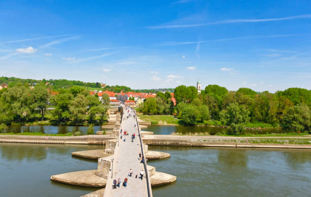 The old stone bridge (completed in 1146), a landmark of the city of Regensburg.