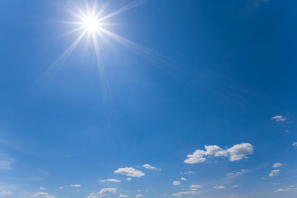 istock blue cloudy sky with sparkle sun, beautiful natural sky background 1398250452