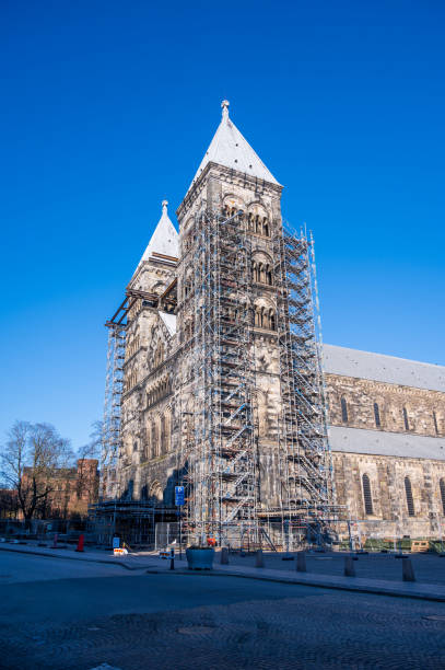 istock Scaffolding on Lund cathedral steeples during renovation 1398252677