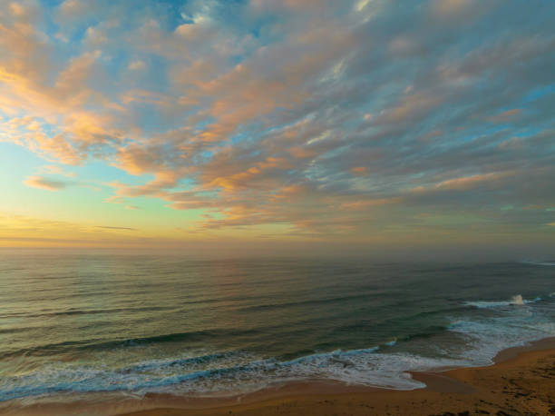 istock Aerial sunrise seascape with  high cloud 1398254115