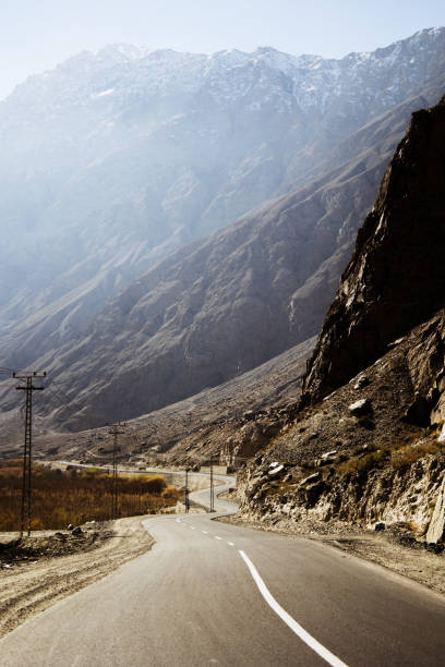 Scenic view of Karakoram Highway in the Himalayas at the sunrise in the morning in Pakistan