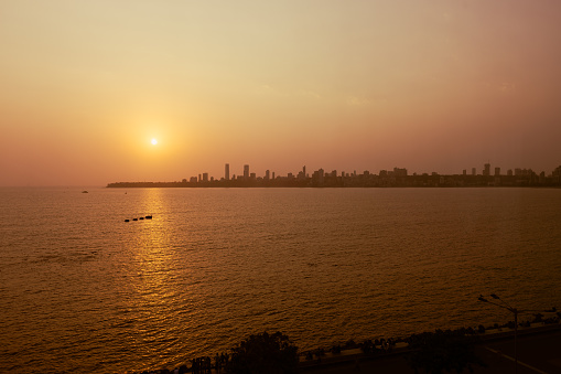 Gorgeous Sunset over Indian Ocean - View from Nariman Point, Mumbai India
