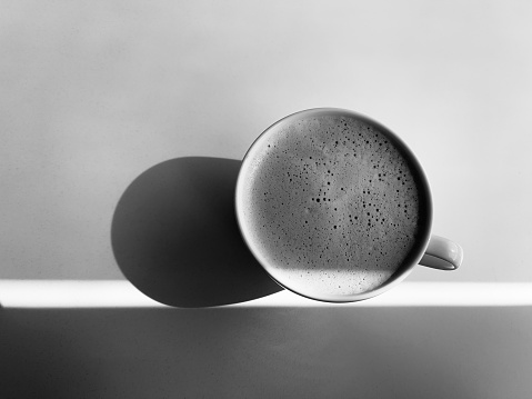 Black and White Image of a cup of coffee