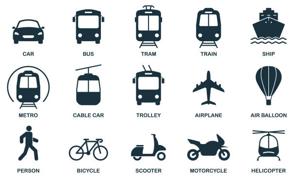 Transportation Silhouette Icon Set. Public Transport Station Glyph Symbol. Railway, Motorcycle, Vehicle, Air Transport Pictogram. Travel Transport Design. Isolated Vector Illustration Transportation Silhouette Icon Set. Public Transport Station Glyph Symbol. Railway, Motorcycle, Vehicle, Air Transport Pictogram. Travel Transport Design. Isolated Vector Illustration. tram stock illustrations