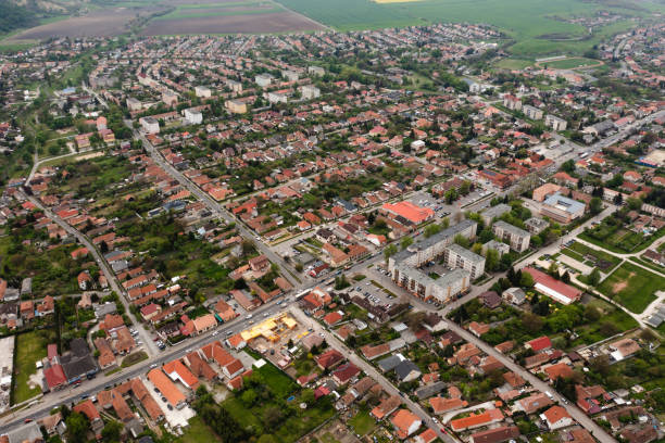 istock Flying over city area 1398267271