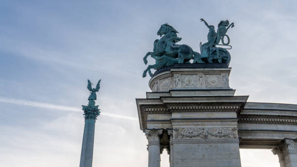 istock Beautiful sunset scenery over the Hero's Square. 1398268342