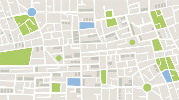 ilustrații de stoc cu ilustrație vectorială a locației orașului. vizualizare detaliată în partea de sus. conceptul de servicii de localizare și navigație. city urban streets drumuri rezumat harta, - centru comercial